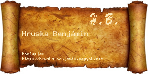 Hruska Benjámin névjegykártya